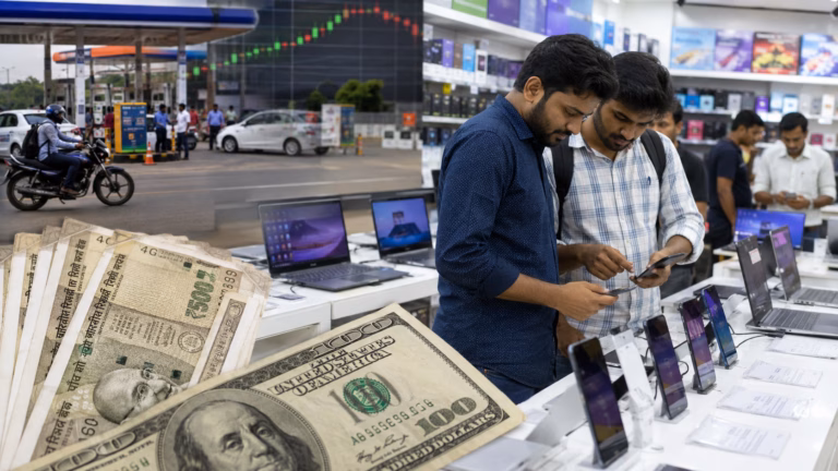 Commerce Collage - Phones, Fuel, and Currency