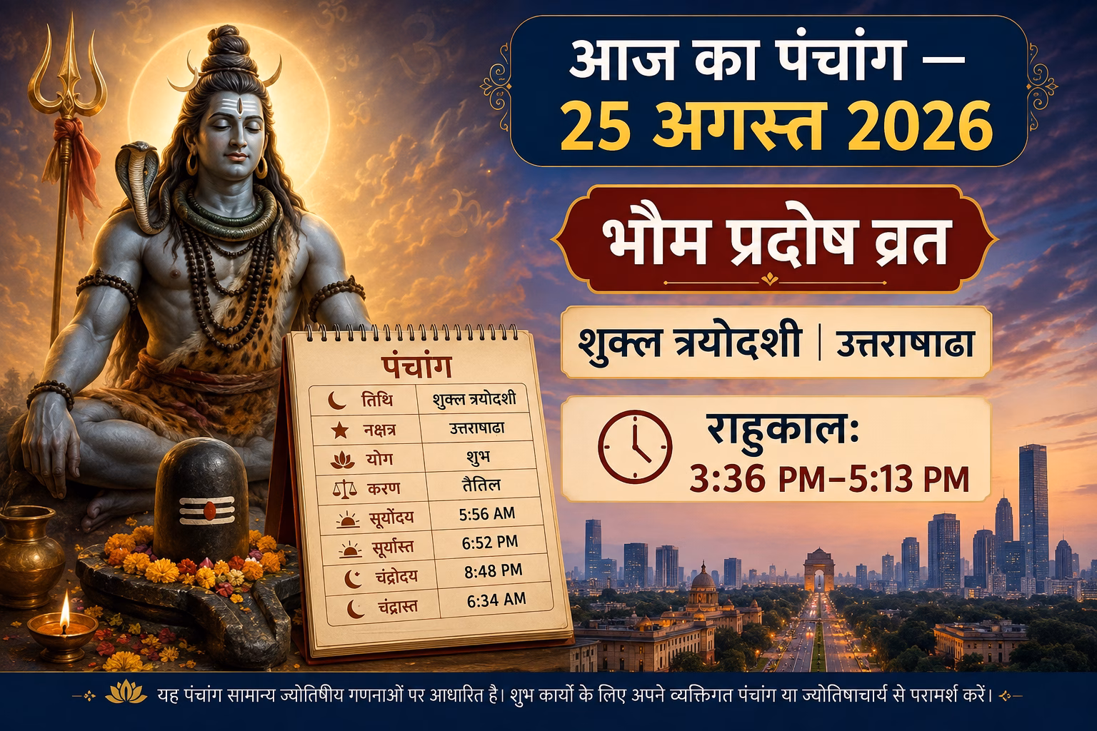 Hindu Panchang with Lord Shiva