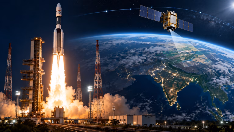 Rocket Launch Over Earth