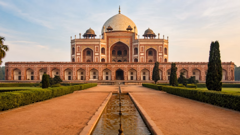 Symmetrical Garden Monument Reflection