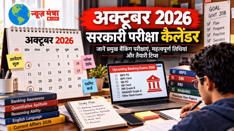 अक्टूबर 2026 सरकारी परीक्षा कैलेंडर